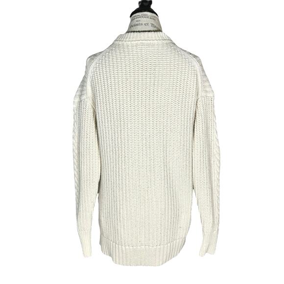 J. Crew | Women | Cream Cable Knit Merino Wool Blend Crew Neck Sweater | Medium - Picture 3 of 12
